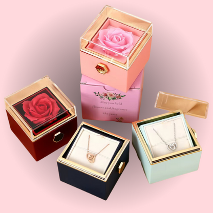 Eternal Rose Box W/ Engraved Necklace