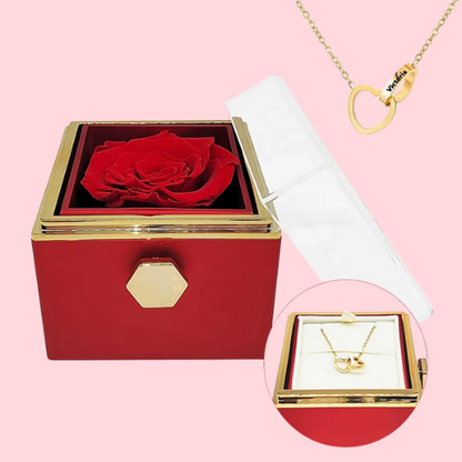 Eternal Rose Box W/ Engraved Necklace